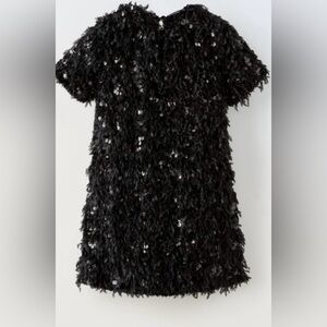 Zara Kids - Gorgeous Black Sequin and Faux Fur Dress - Size 6